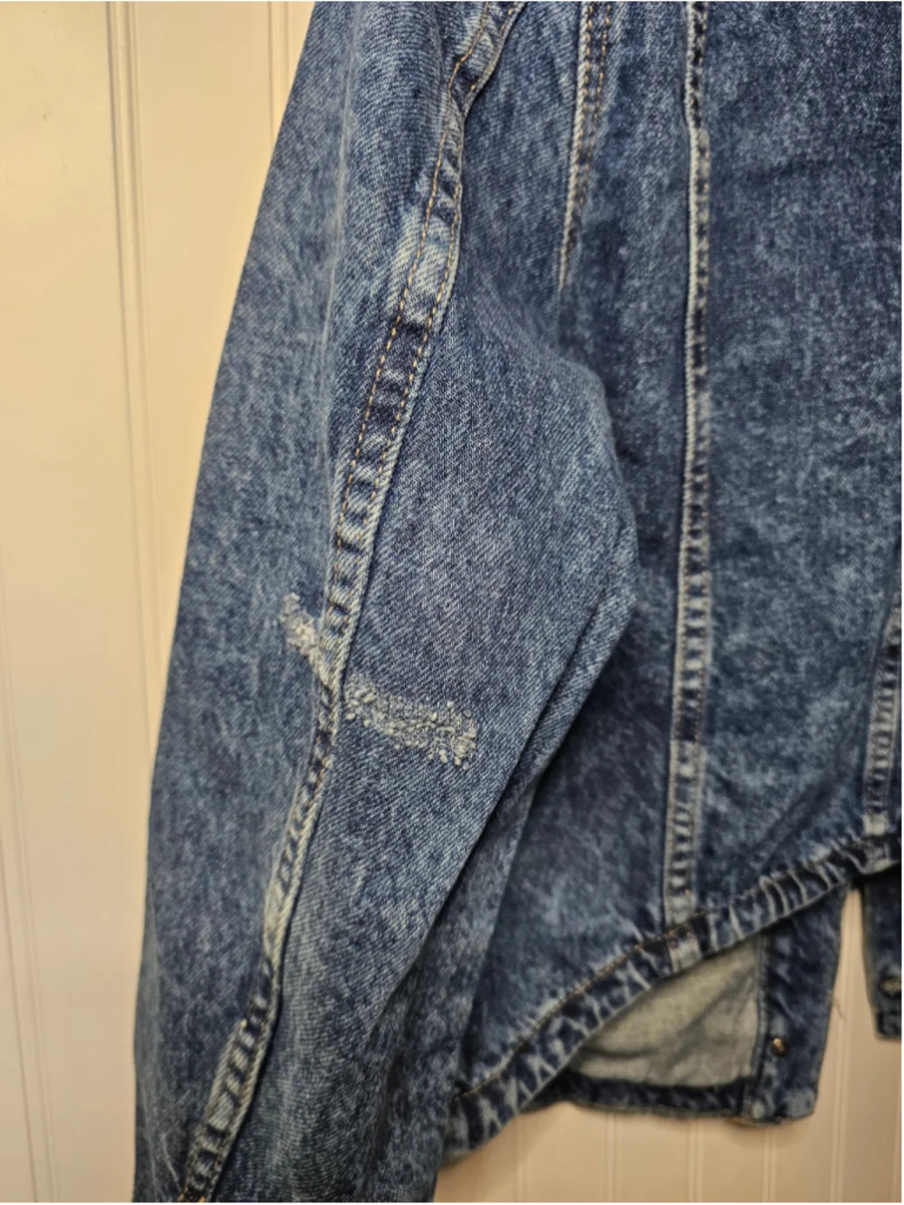 Free People We The Free Jade Denim Jacket High Dive Blue Acid Wash Size S NWT - Picture 10 of 12